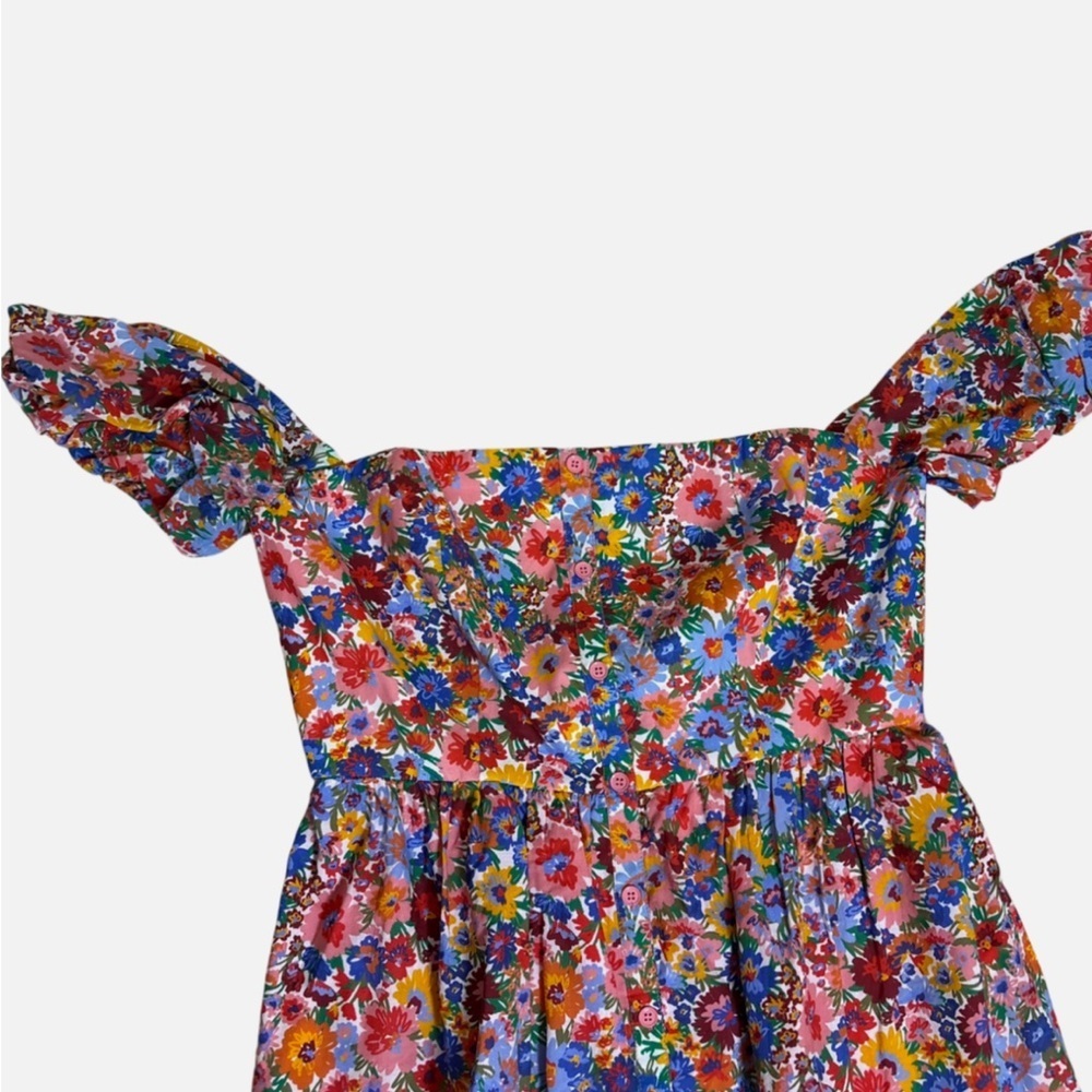 NEW Ky Derby Pink Ditsy Floral Maxi Dress Strapless/Off Shoulder Button Front L - Picture 2 of 7